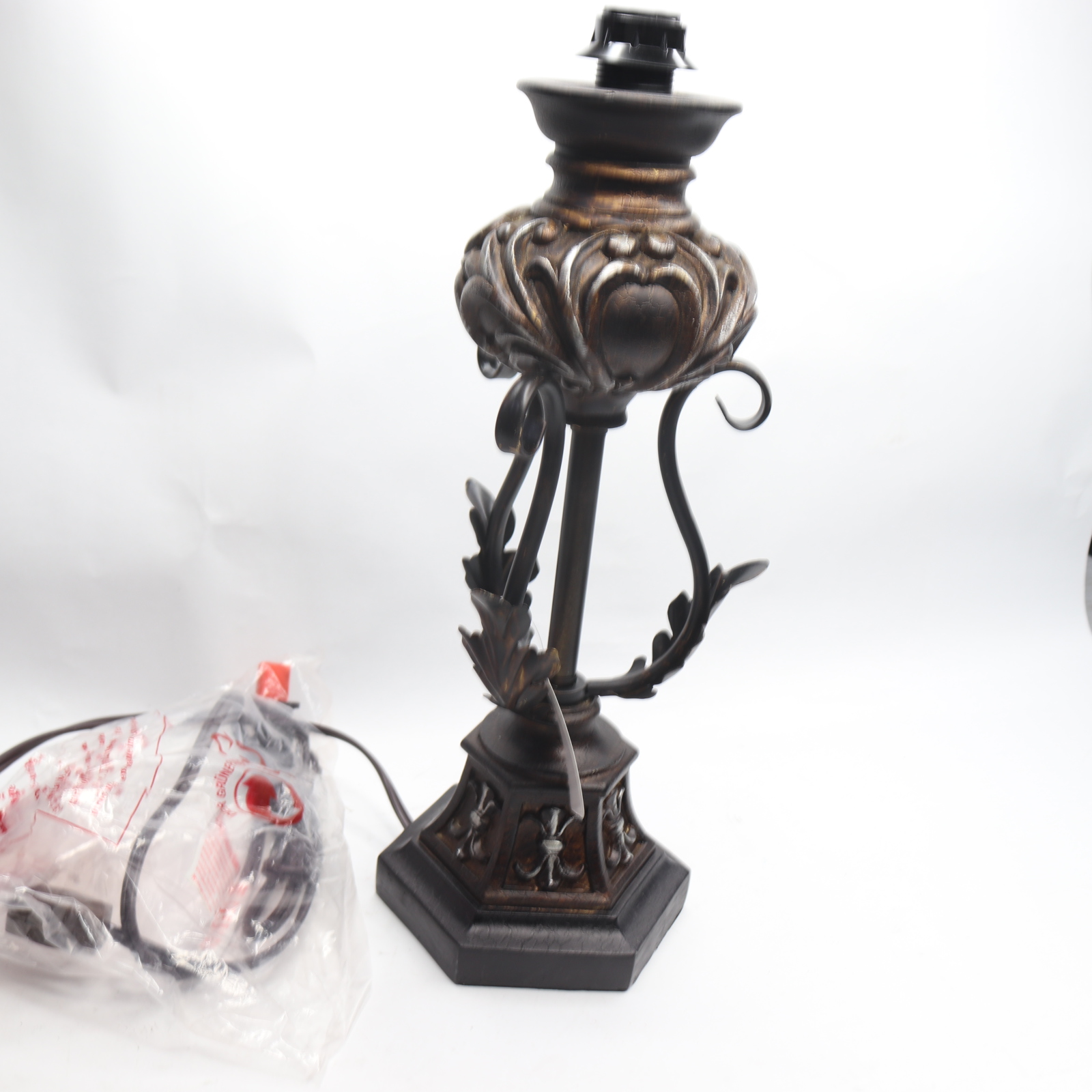 Deco 79 Crystal Tube Table Lamp – 31” Gold & Black Metal Lamp With Silk Shade - View #9